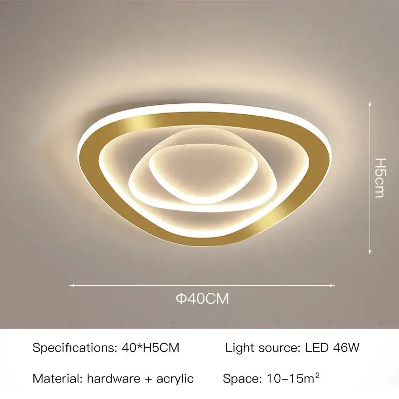 Modern hexagonal gold luxury led ceiling chandelier with concentric oval rings and warm glow for living room decorbites gold luxury