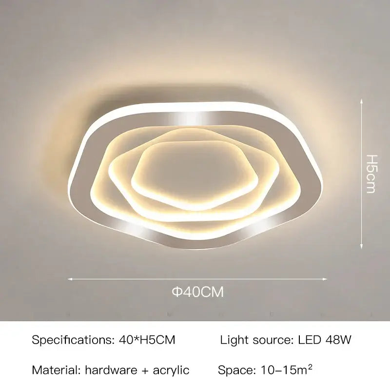 Modern hexagonal gold luxury led ceiling chandelier with acrylic concentric rings for luxury led ceiling decorbites gold luxury