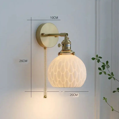 Modern honeycomb brass ceramic led wall sconce with frosted glass shade and adjustable arm for decorbites ceramic led wall decor