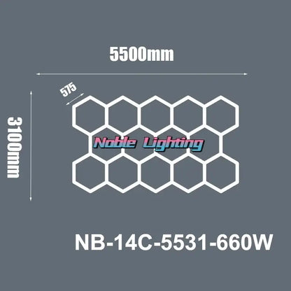 Modern white hexagon led ceiling panel with noble lighting branding model nb-14c-5531-660w for living room decorbites hexagon led