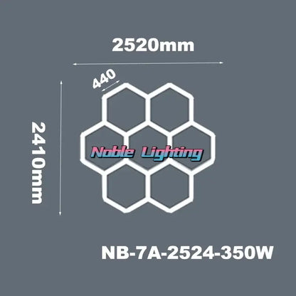White hexagon led ceiling light with modern geometric design by noble lighting model nb-7a-2524-350w for living room decorbites hexagon led