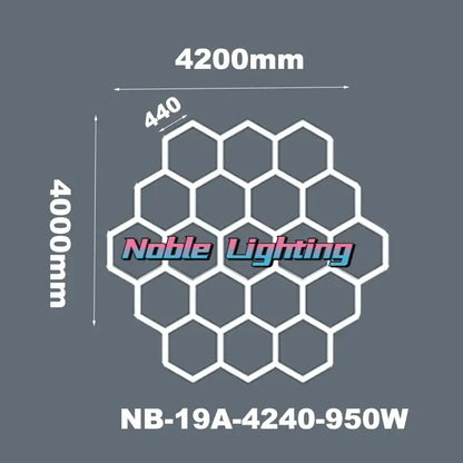 White hexagon led ceiling light panel with noble lighting branding model nb-19a-4240-950w for modern decorbites hexagon led fixture