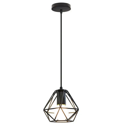Modern industrial black cage pendant light with frosted glass panels and metal frame for dining room decorbites cage pendant