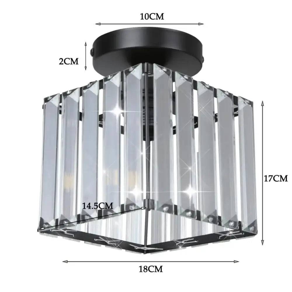 Modern industrial black crystal ceiling chandelier with clear crystal prism pendant and black metal mount for living room decorbites crystal ceiling