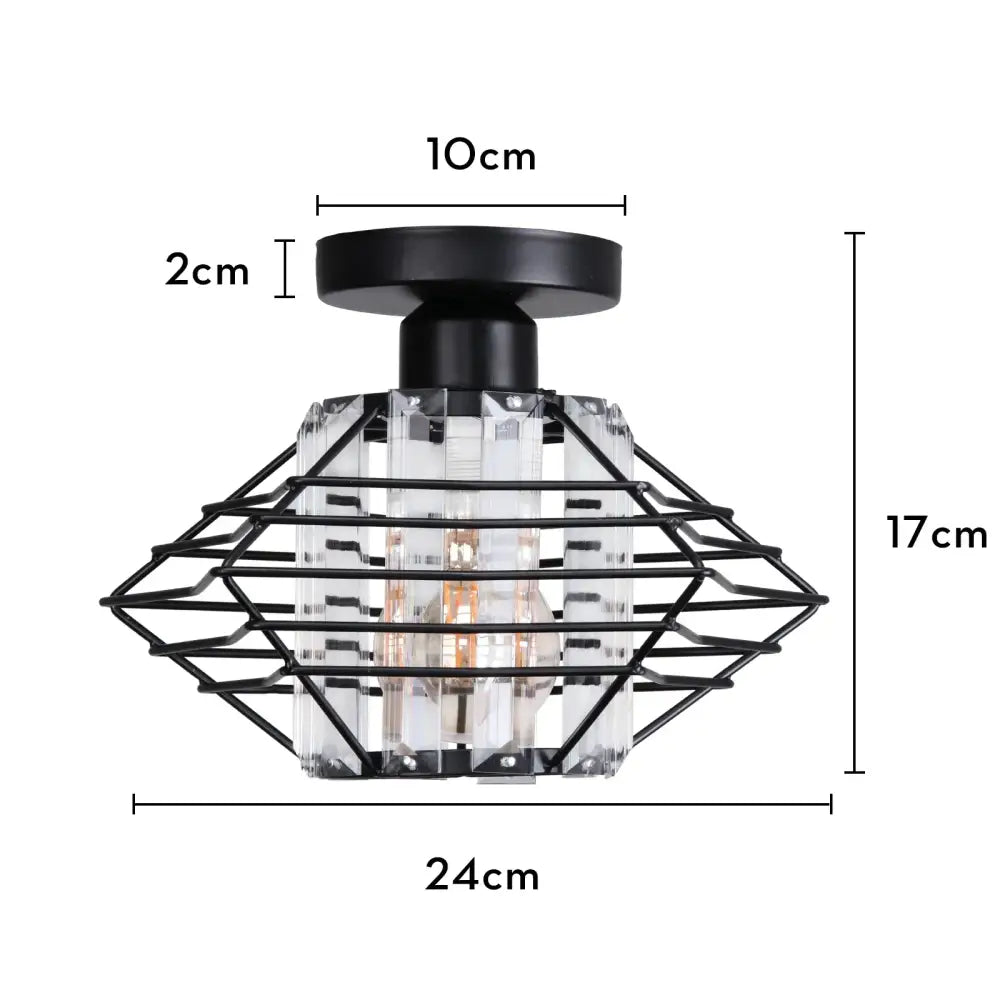 Modern industrial black metal cage ceiling light with clear crystal accents decorbites crystal ceiling chandelier