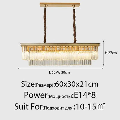 Modern industrial decorbites crystal ceiling chandelier with gold-toned frame and clear crystal prisms for dining room decor
