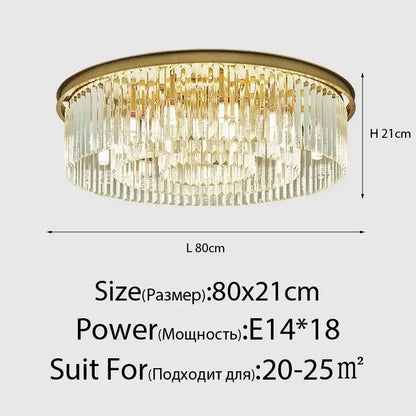 Gold-toned decorbites crystal ceiling chandelier with cascading clear crystal rods for modern industrial dining room decor