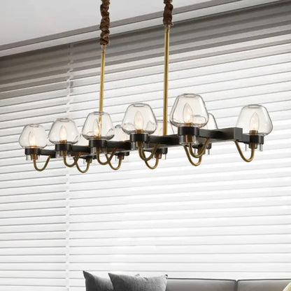 Brass and black metal decorbites modernist dome island chandelier with clear glass globe shades for led incandescent fluorescent bulbs 220v-240v