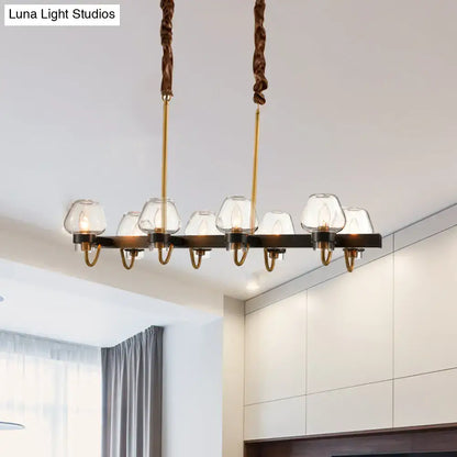 Decorbites modernist dome island chandelier with black metal frame gold accents six clear glass shades 220v-240v