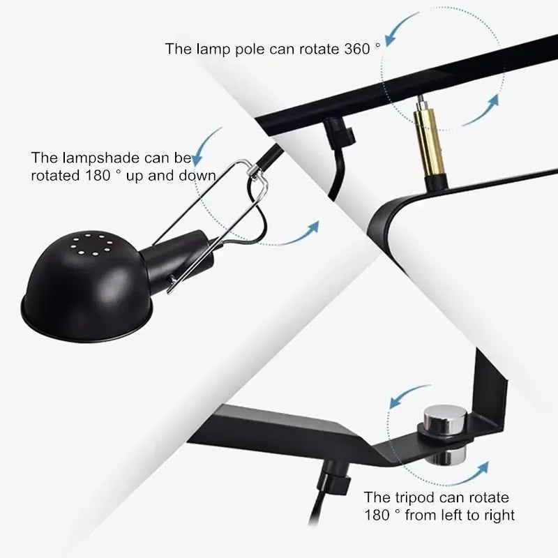 Black adjustable desk lamp with matte finish and gold hardware accents for modern industrial decorbites dimmable led wall lamp