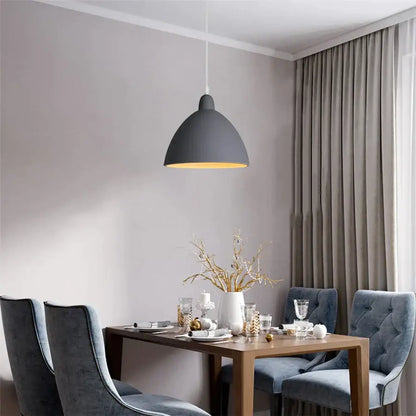 Modern industrial gray pendant light with matte finish and warm interior glow ideal for living room decorbites industrial gray