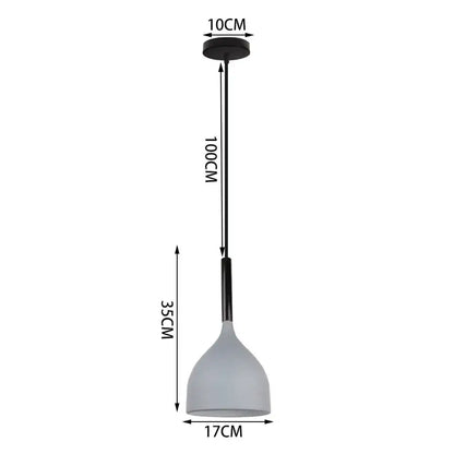 A modern industrial gray and black pendant light with frosted glass shade and metal hardware for living room decorbites