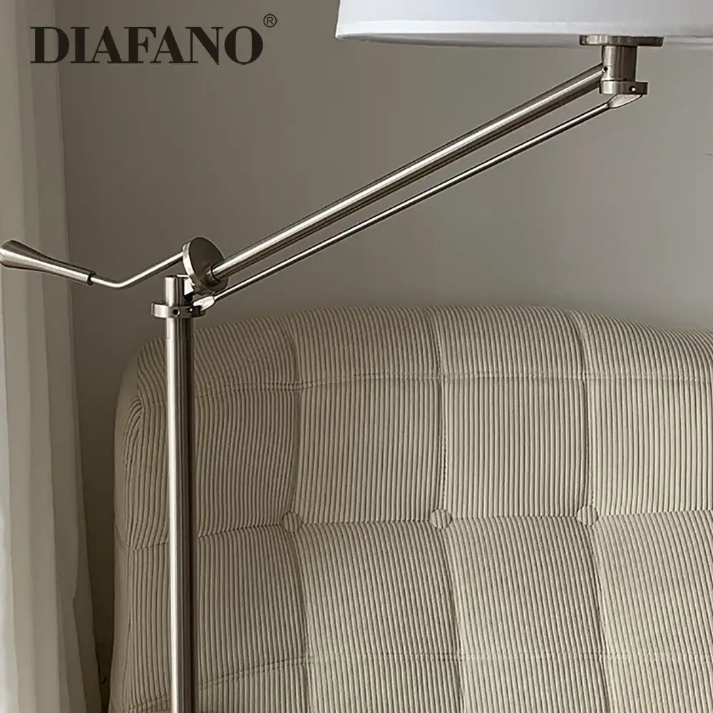 Diafano modern industrial metallic adjustable led floor lamp with brushed finish and white rectangular shade for living room decorbites adjustable led floor