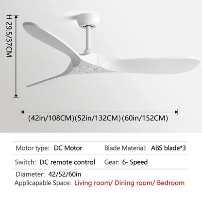 Modern industrial white ceiling fan with abs blades and motor power for living room decorbites industrial vintage style