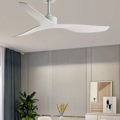Modern industrial wind ceiling fan with sleek white aerodynamic wood blades for living room decorbites industrial wind ceiling fans