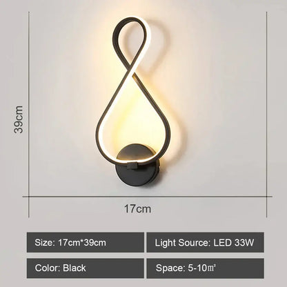 Modern infinity black led wall light with sleek infinity shape for living room decorbites led wall light design