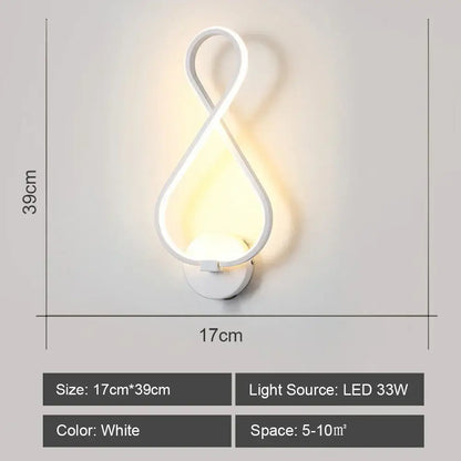 White infinity-loop led wall light with sleek modern design from decorbites led wall collection for living room decor