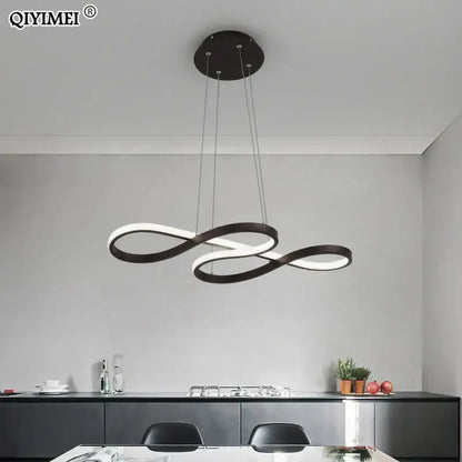 Modern black and white infinity-shaped pendant light with sleek minimalist design for dining room decorbites gold led series
