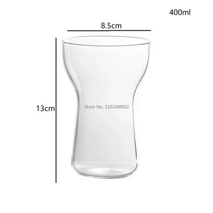 Clear glass drink cup with sleek hourglass design 400ml capacity in modern insulated glass drink cup set decorbites