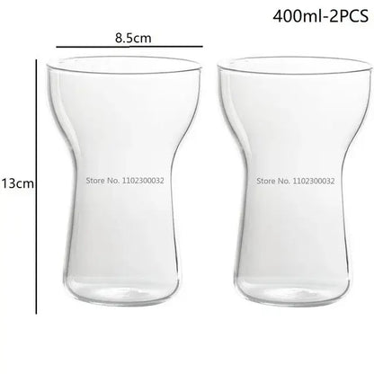 Modern insulated glass drink cup set featuring clear decorbites glass drink tumblers with 400ml capacity each
