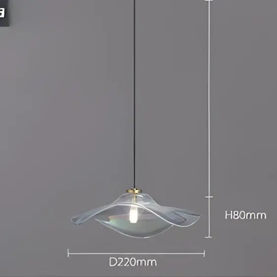 Modern iridescent clear glass plated pendant lamp with petal-like design and gold-toned hardware for kitchen lighting