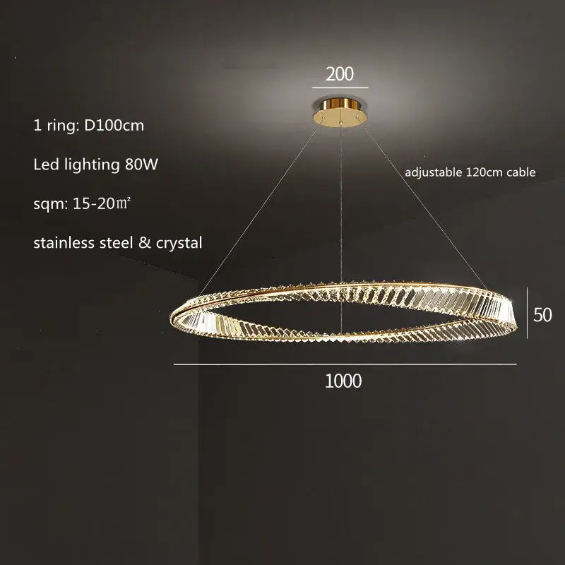 Modern irregular gold steel pendant light with gold-toned circular frame and crystal accents for dining room decorbites irregular gold