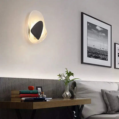 Modern irregular graphic wall light with a translucent frosted glass sconce and black accent for bedroom decorbites irregular graphic wall