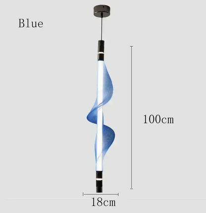 Modern italian style pendant light with blue led twisted design and black metallic accents for kitchen and dining room decorbites italian style pendant