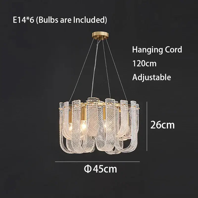 Modern layered clear glass and gold ceiling chandelier with six e14 dimmable led bulbs for living room decorbites dimmable led copper