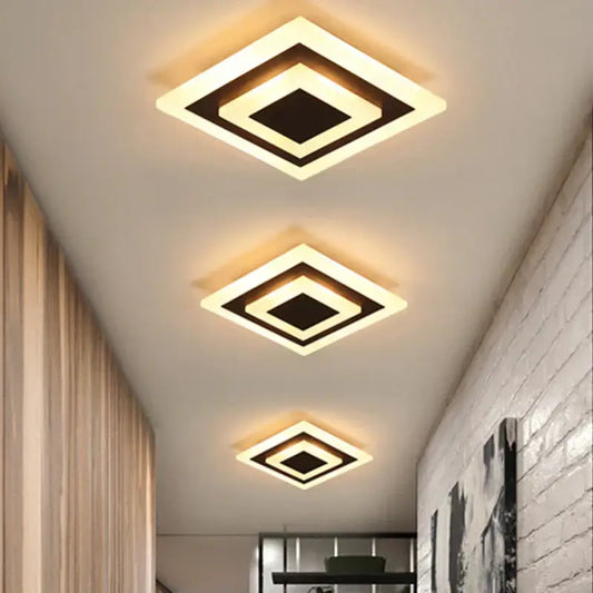 Modern layered geometric led ceiling light with warm white illumination and black trim for decorbites led ceiling decor