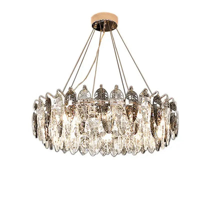 Modern pendant light with clear faceted crystal leaves and rose gold ceiling mount for living room decorbites gold silver crystal