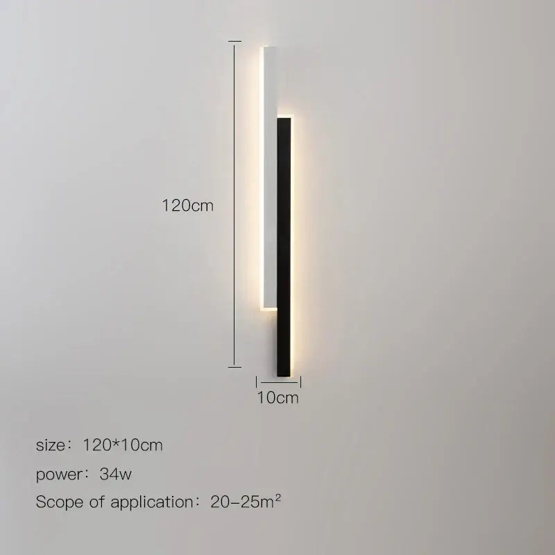 Modern led black wall lamp with sleek rectangular design and integrated warm led light strip for living room decorbites led black