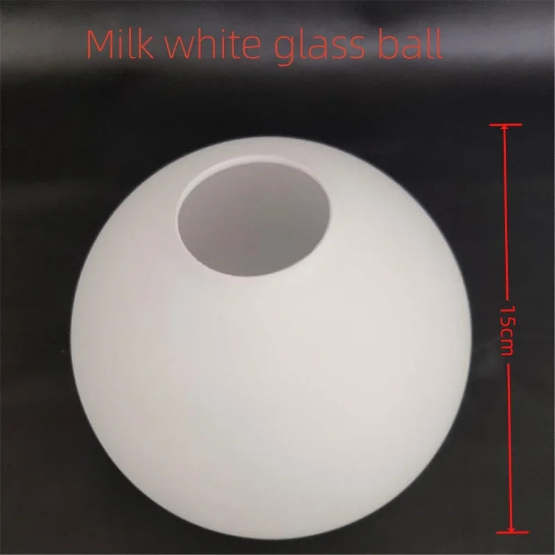Milk white glass ball pendant lamp with smooth frosted surface and central hole for luxury led living room lighting