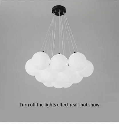 White cloud-shaped pendant light with frosted glass globes luxury led switch type for living room and home decor