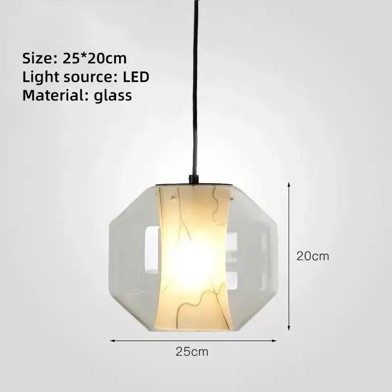 Modern led glass marble pendant light with a warm amber geometric glass design for stylish dining room lighting decorbites modern led