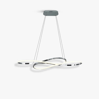 Modern led infinity loop pendant light with chrome finish and remote dimming for dining room and kitchen island decor
