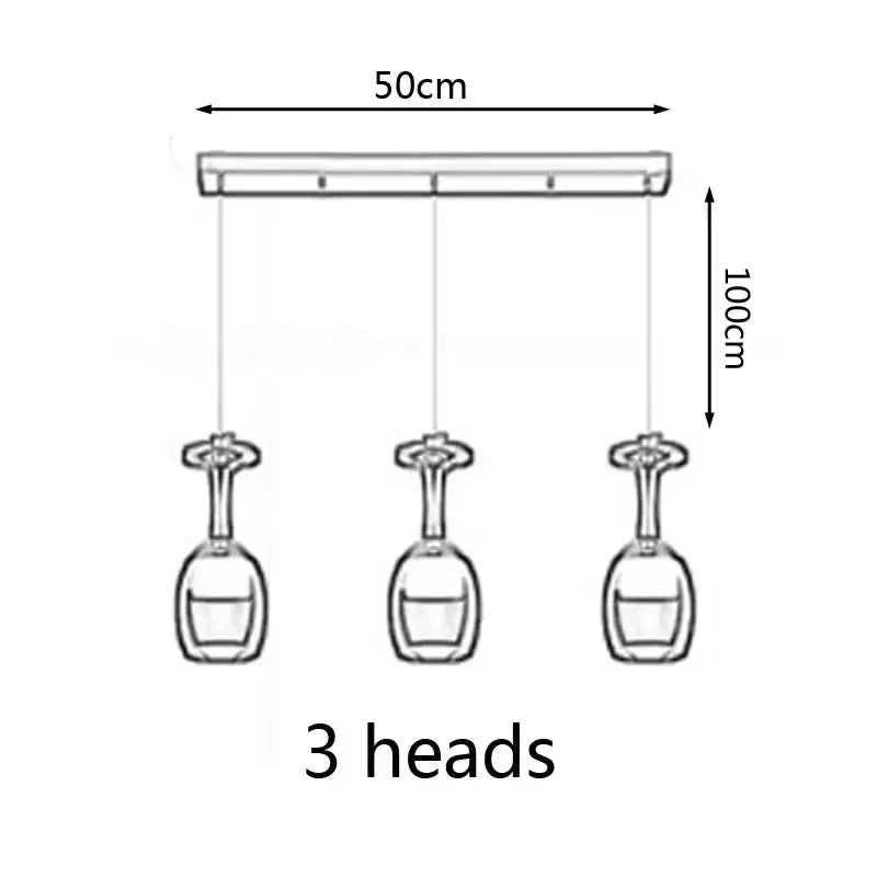 Modern led wine glass pendant lights with three glass globe shades suspended from a sleek horizontal bar for dining room decor