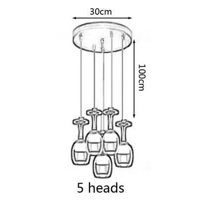 Modern led wine glass pendant lights feature a glass chandelier with five crystal-like heads for dining room decorbites led wine