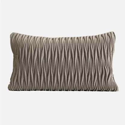 Modern light coffee pillow covers in taupe velvet with textured wavy pleated design for decorbites light coffee decor