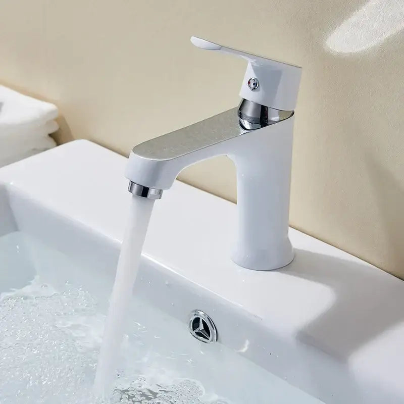 Modern lime green and chrome decorbites basin brass faucet with sleek chrome finish and minimalist single lever handle
