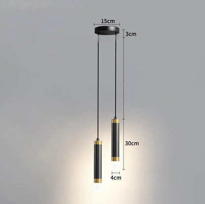 Modern Long Double Spotlight Pendant Light in Black/Gold - Decorbites