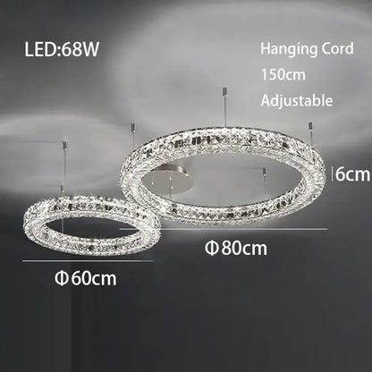 Modern luxury chrome decorbites crystal led chandelier with double-ring crystal encrusted frames for dining room lighting
