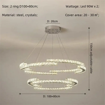 Modern luxury crystal led chandelier featuring a sleek steel frame and sparkling accents for foyer pendant decorbites crystal led