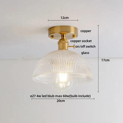 Gold-toned copper decorbites crystal glass ceiling lamp with textured shade and integrated switch for modern luxury decor
