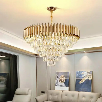Modern luxury gold and white crystal chandelier with cascading droplets and rods for living room decorbites black crystal