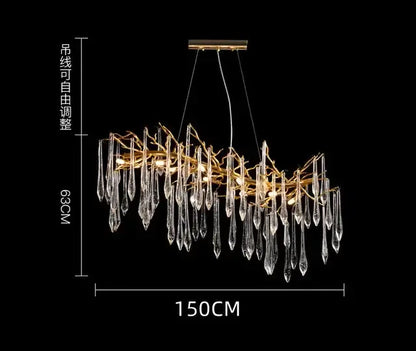 Modern luxury golden crystal water drop led chandelier with a metal frame and cascading clear crystal droplets for dining room decorbites crystal water