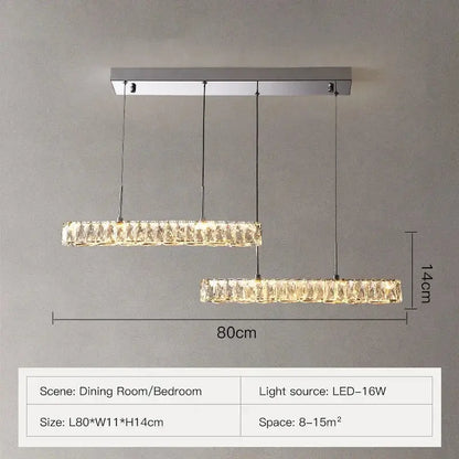Modern luxury rectangular chrome and crystal ceiling chandelier light with two tiered horizontal bars for living room decorbites crystal ceiling