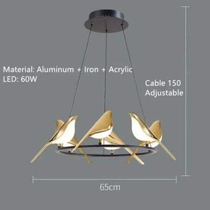 Modern Magpie Bird Pendant Light in Iron Finish - Decorbites