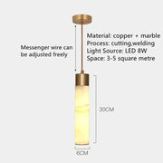 A sleek 30cm tall modern marble and copper led pendant light with warm glow for bedroom decorbites copper led pendant