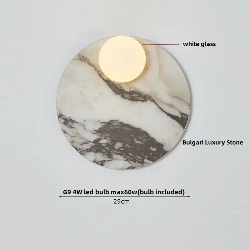 Modern marble glass globe led wall lamp with polished white marble base and central white glass globe wall lamp decorbites glass globe